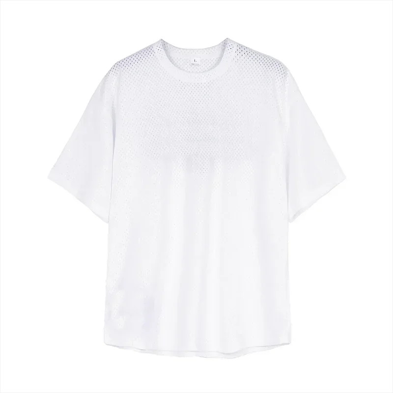 Plain Oversize Loose Short Sleeve T-shirts Gym Fitness Bodybuilding Shirts Mesh