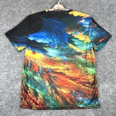 Shirt Mens XL Multicolor Abstract Graphic Print Short Sleeve Stretch Lightweight