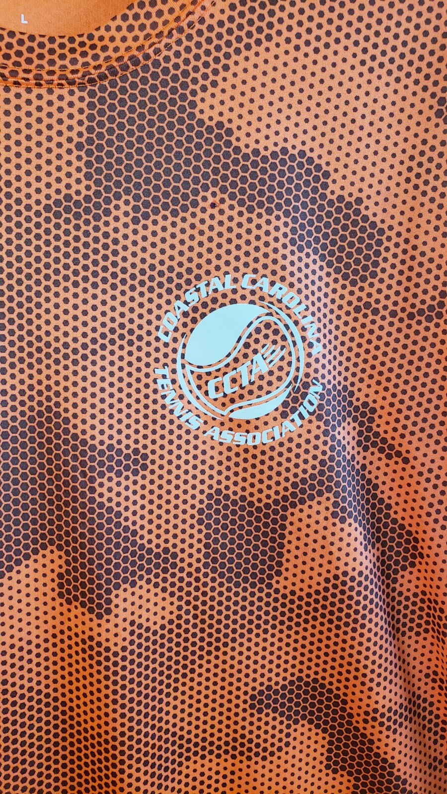 Sport-Tek Men's L Orange CamoHex S Sleeve Tennis Tee USTA CCTA QuickDry ST370 gallery