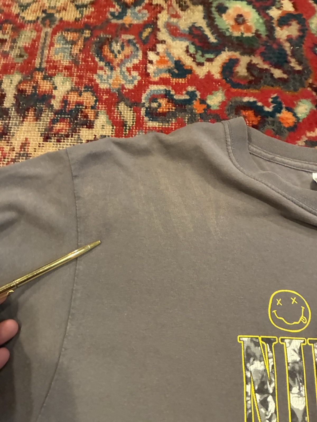 1997 Gray Foil Nirvana Vintage T-Shirt Gildan Tag Double Stitch Kurt Cobain gallery