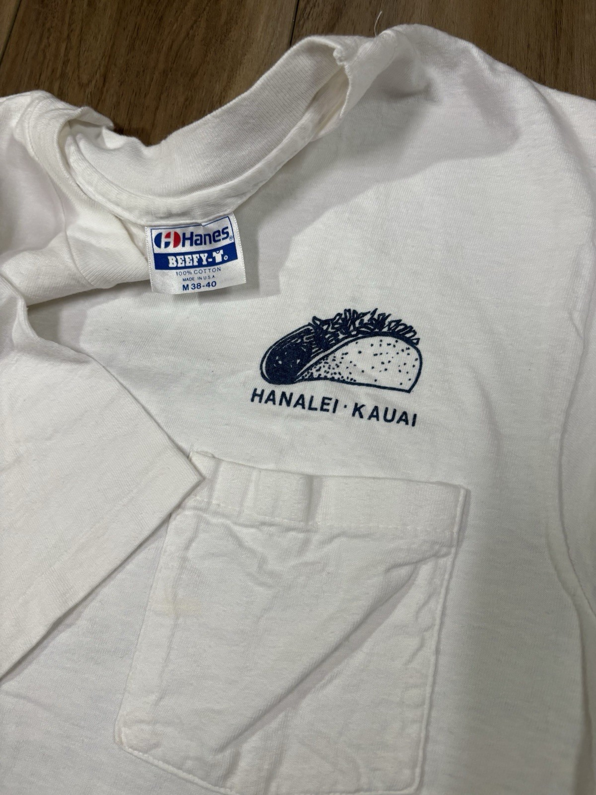 Vintage 80s Tropical Taco HANALEI KAUAI Hawaii Hanes Beefy Shirt Single Stitch M