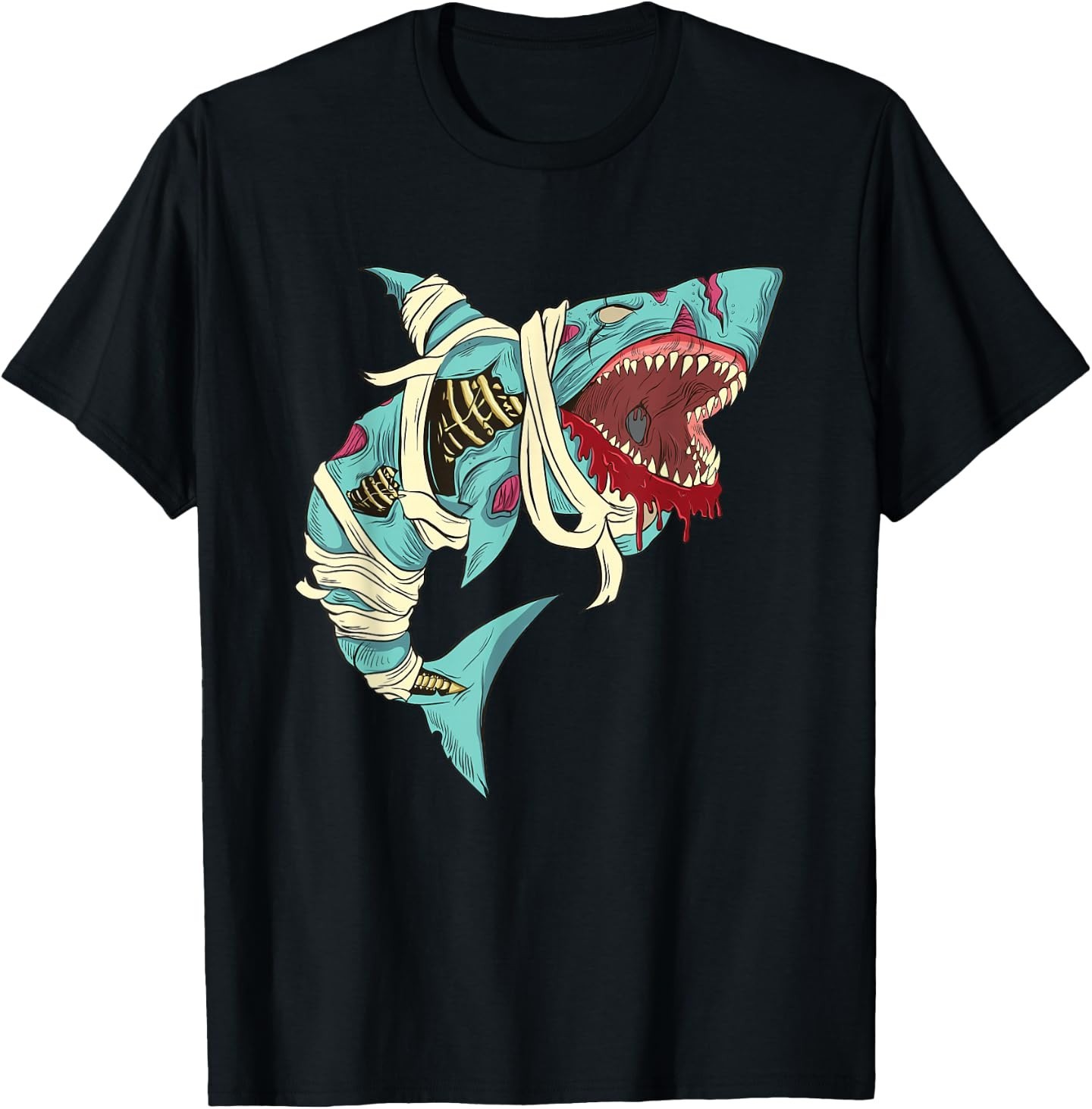 Shark Zombie Shirt Creepy Zombie Halloween Costume Mummy T-Shirt