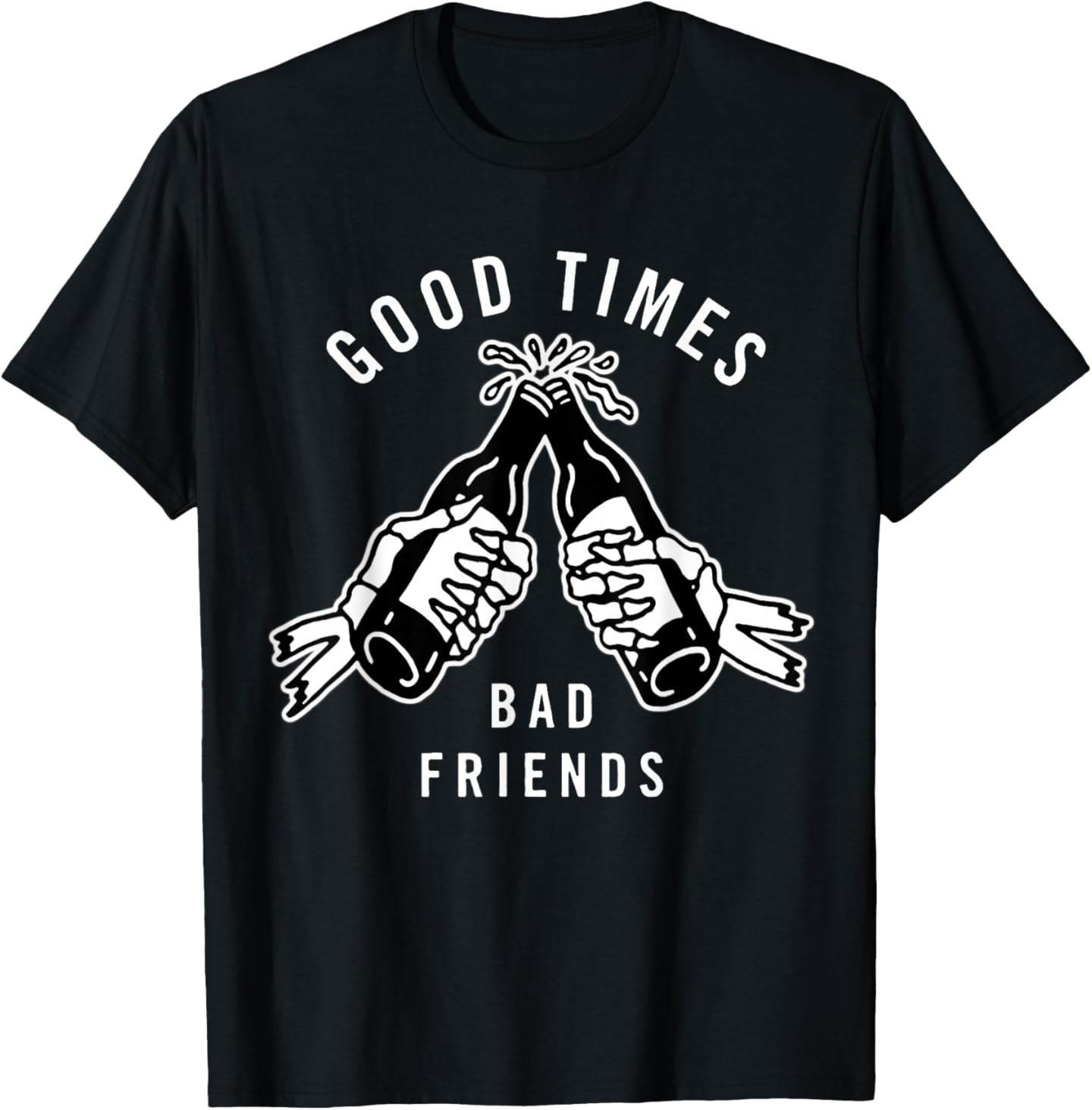 Good Times Bad Friends x Beer Cheers x Skeleton Blackwork T-Shirt gallery