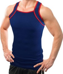 Different Touch 2 Pack Men’s Tank Tops Square Cut Muscle Rib A-Shirts (L, Navy