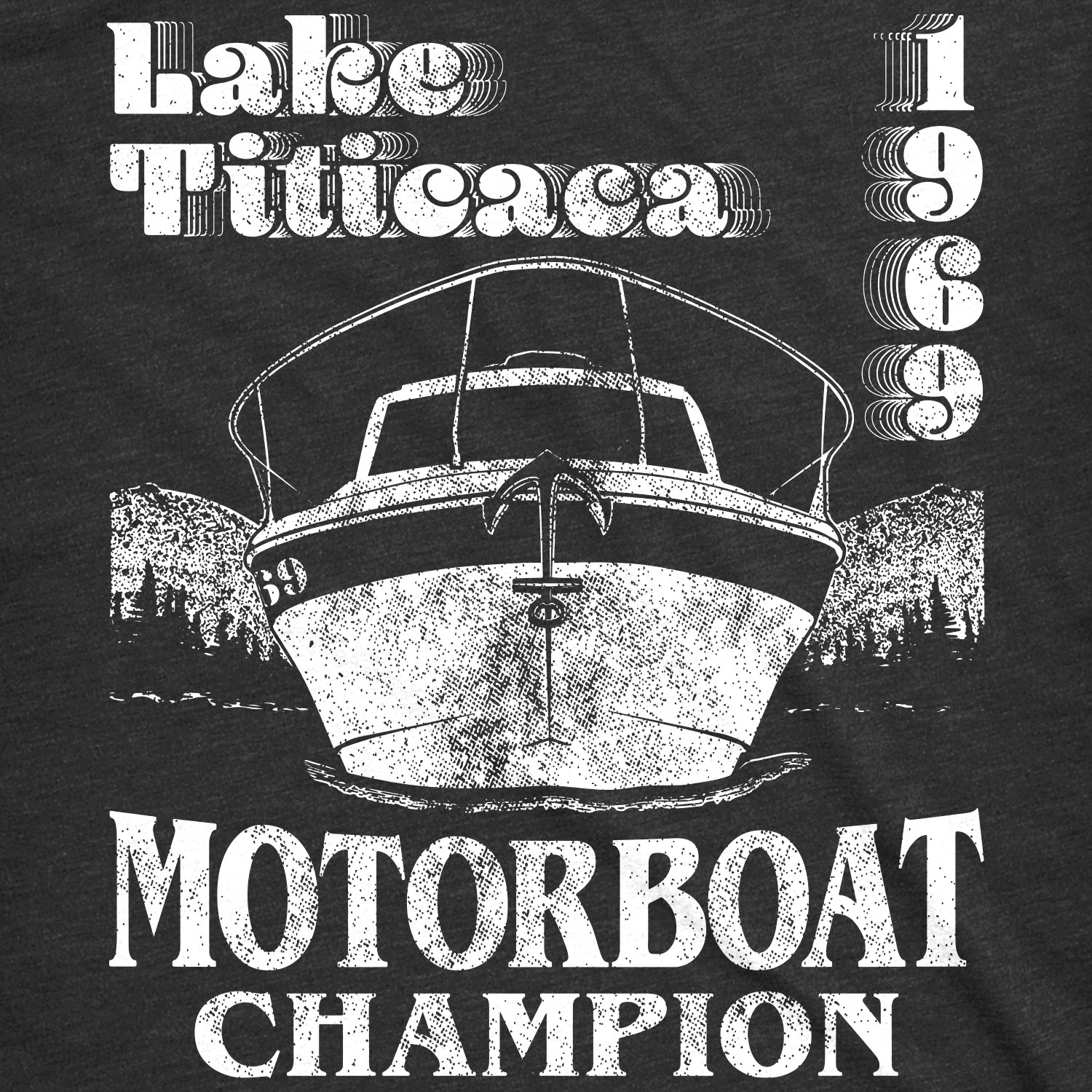 Mens Lake Titicaca T Shirt 1969 Motorboat Champion Funny Camping Shirt gallery