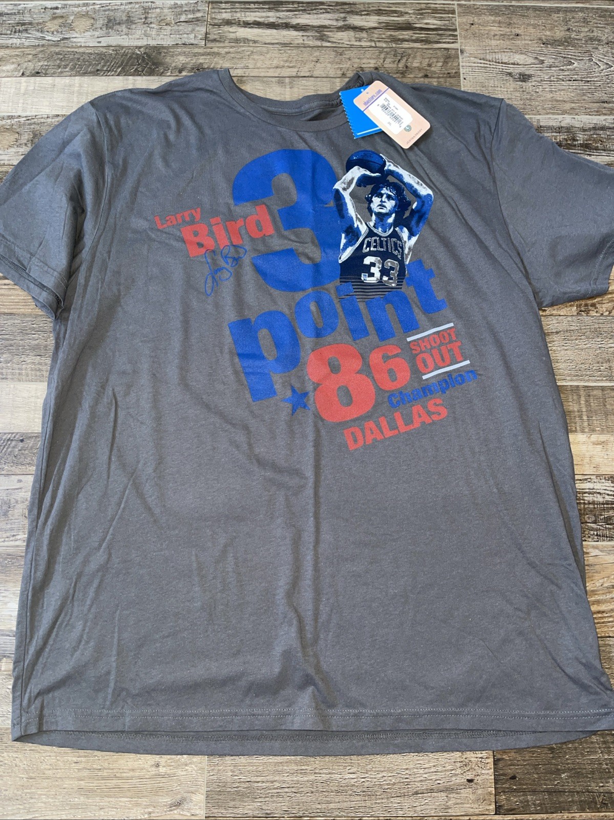 Larry Bird Adidas 3 point 1986 Shoot Out Champion Dallas T Shirt -Vintage Look2X gallery