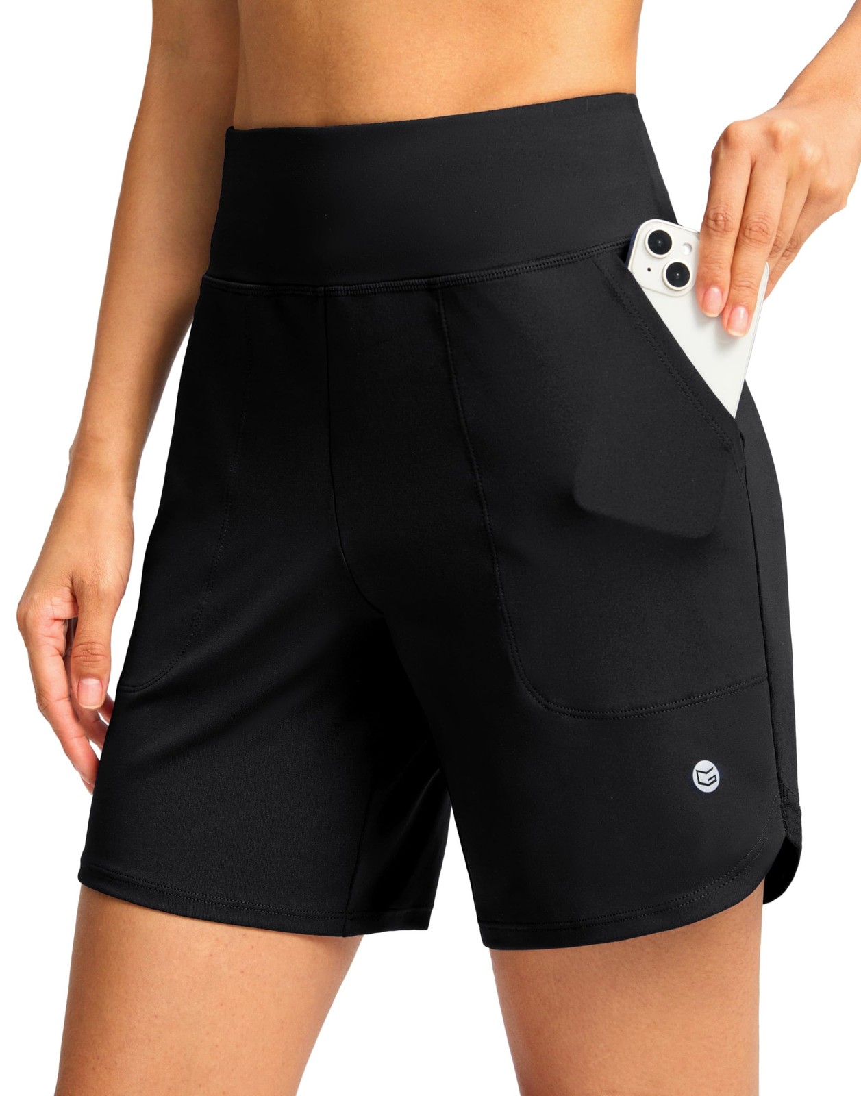 Women's Athletic Shorts 6" High Waisted Stretchy Bermuda Shorts for Women Qui... gallery