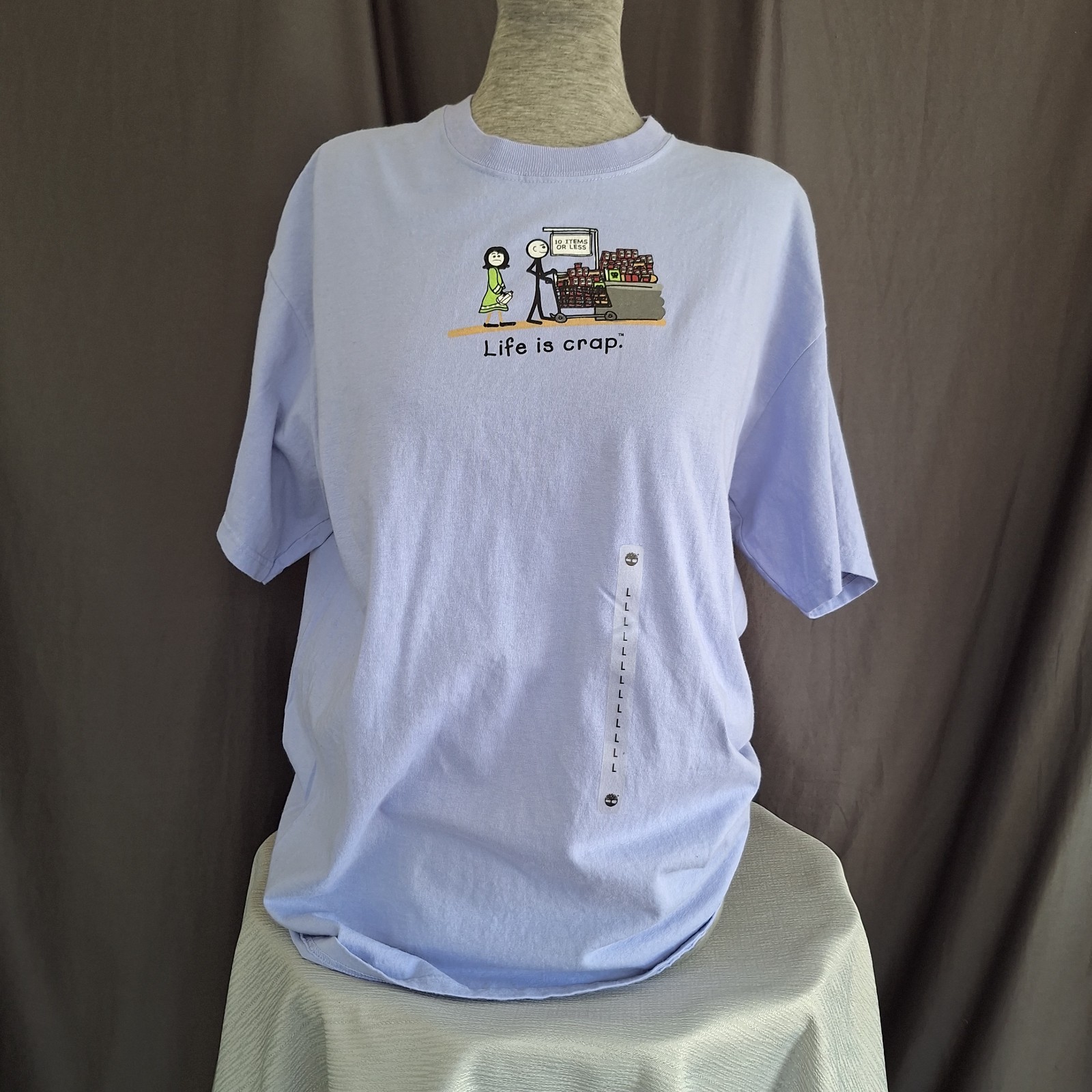 L Life Is Crap In The Grocery 100 Cotton T Shirt In Periwinkle gallery