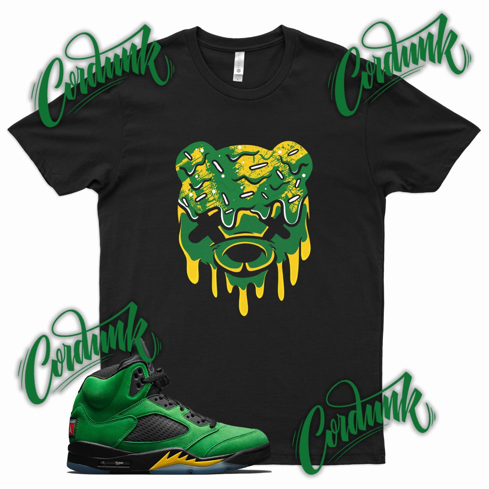 Black CREAM BEAR T Shirt for J1 5 Oregon Ducks Apple Green Elevate Yellow