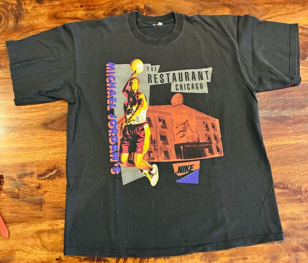 Vintage 90s NIKE Michael Jordan Restaurant Nike T Shirt Made In USA Size XXL