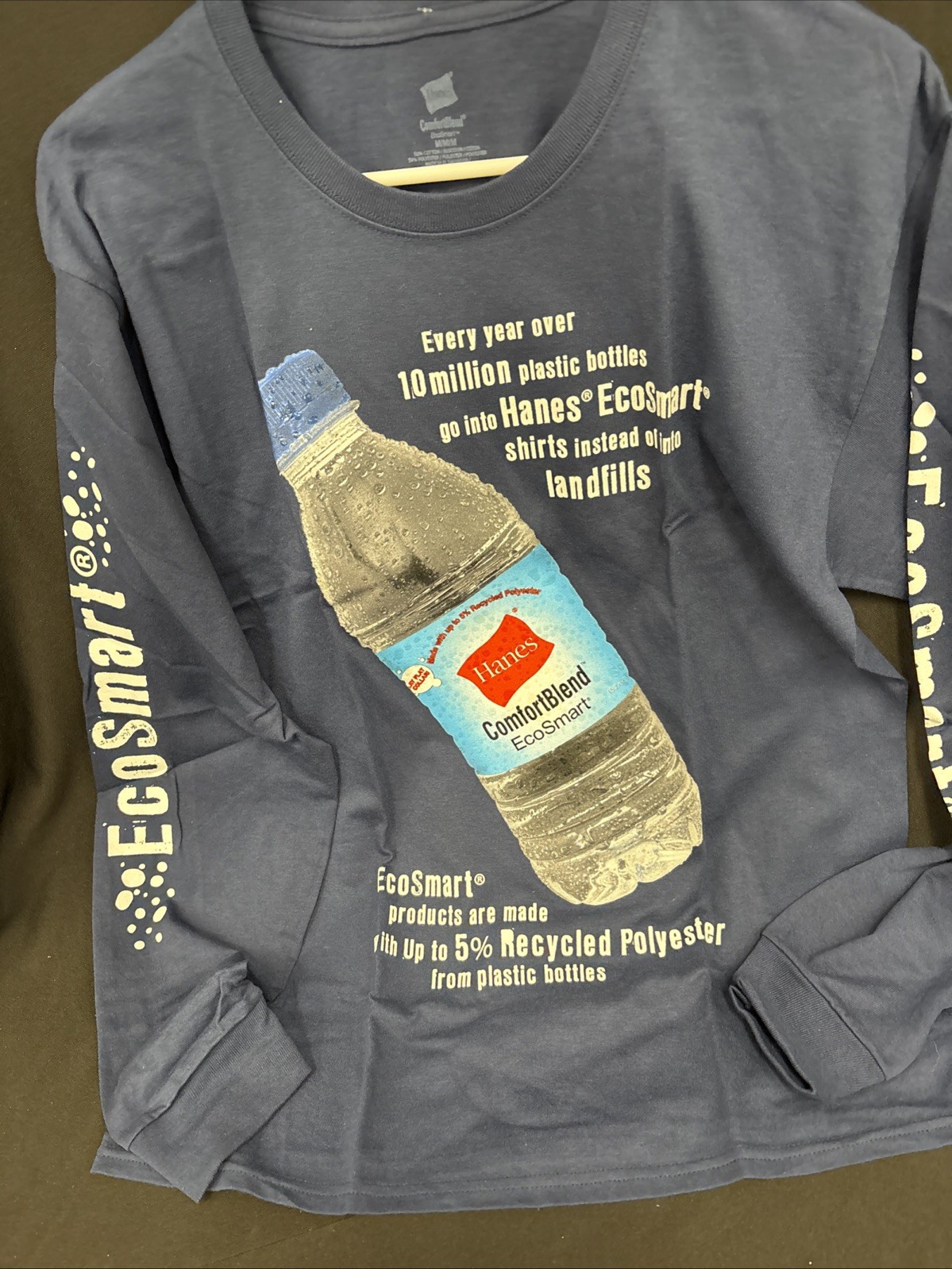 NWT Vintage Y2K Hanes EcoSmart Water Bottle Promo Graphic Mens M T Shirt