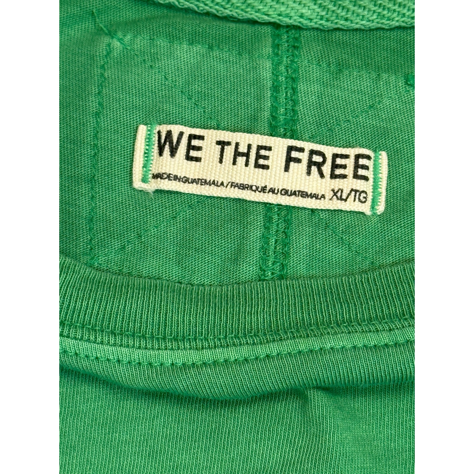 We The Free Free People Quilted Top Mens XL Green Oversized Crewneck Pullover gallery
