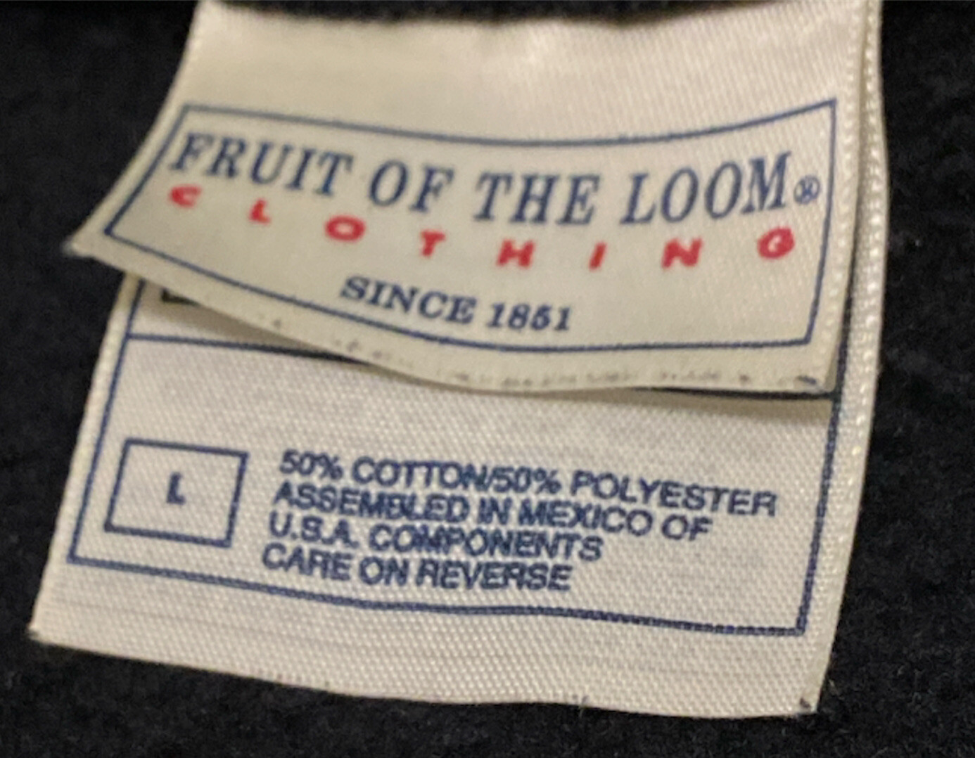 Fruit of Loom Polyster Cotton Black Sweat Shirt Size Large gallery