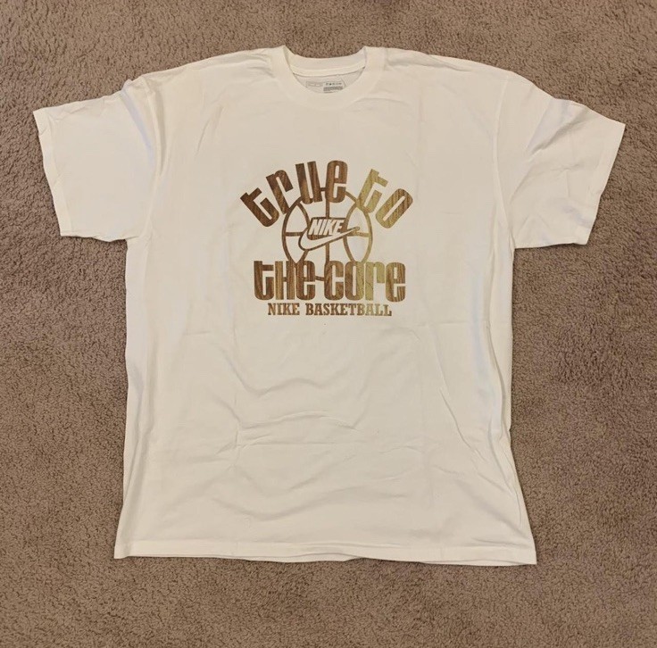Nike Basketball, True to the Core, White Adult XL Graphic Swoosh Logo Tee Shirt gallery