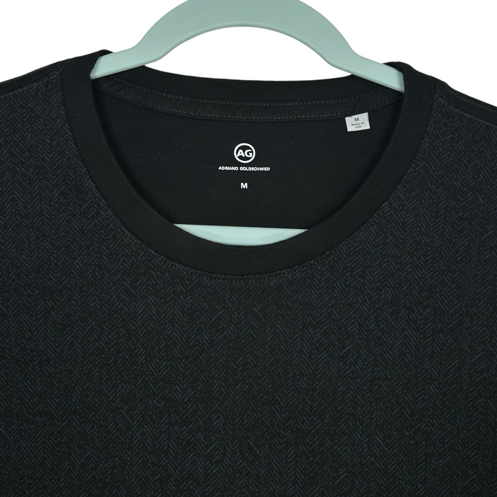 AG Adriano Goldschmied T-Shirt Mens Medium Black Herringbone Sample Classic NEW