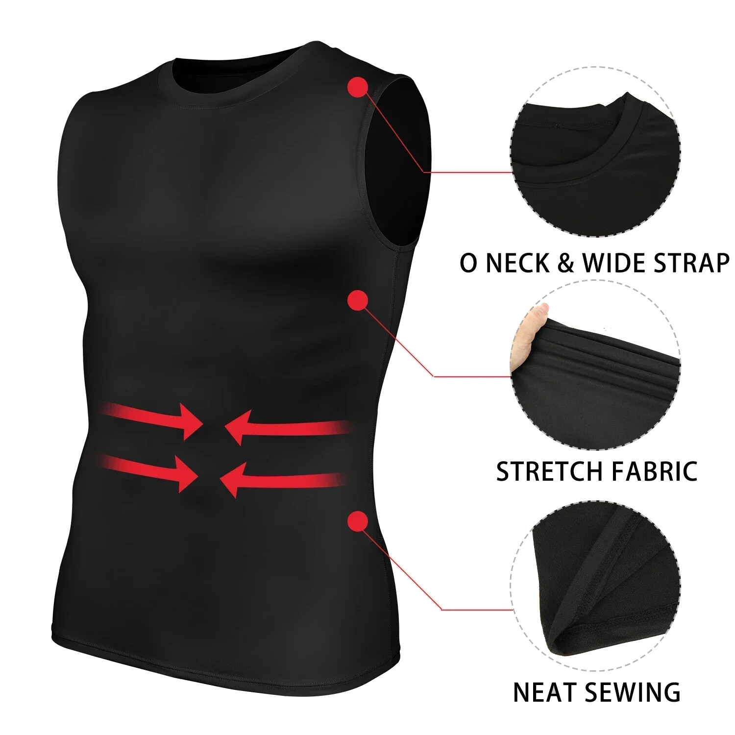 Mens Slimming Tummy Body Shaper Vest Compression T-Shirt Fitness Muscle Tank Top gallery