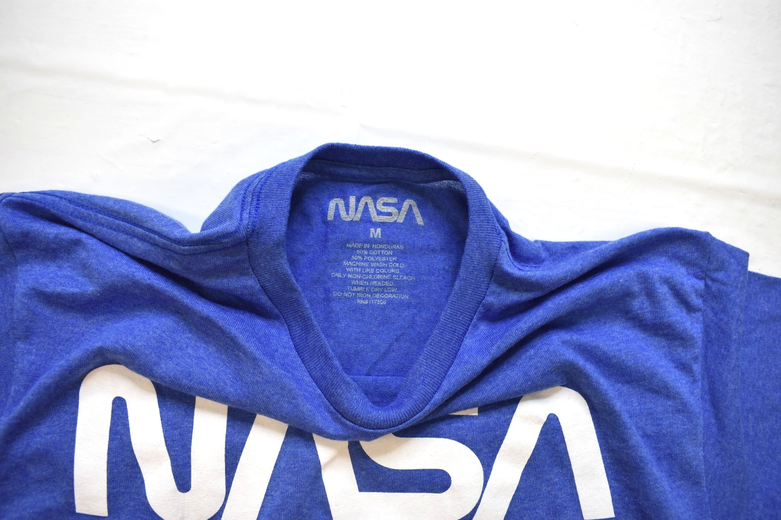 NASA Mens Space Shuttle, Earth, American Flag Icons Blue Shirt New Medium gallery
