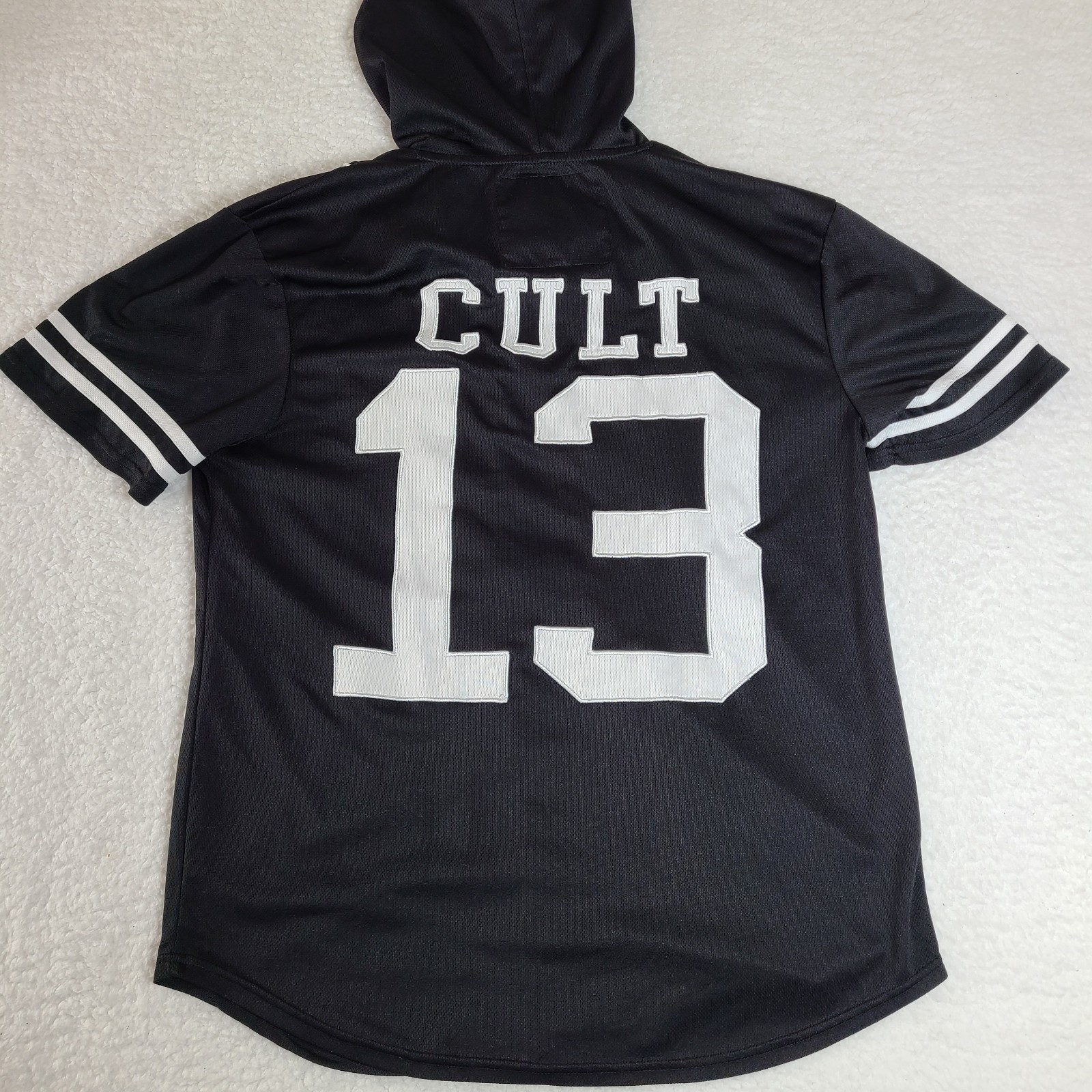 Black Craft Cult Baseball Jersey Hooded Shirt Mens Black Size Small gallery