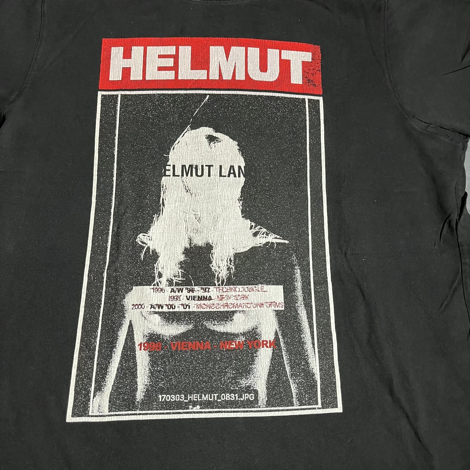 Helmut Lang Hans Tall Tee Black Graphic Print T-Shirt Mens Large gallery