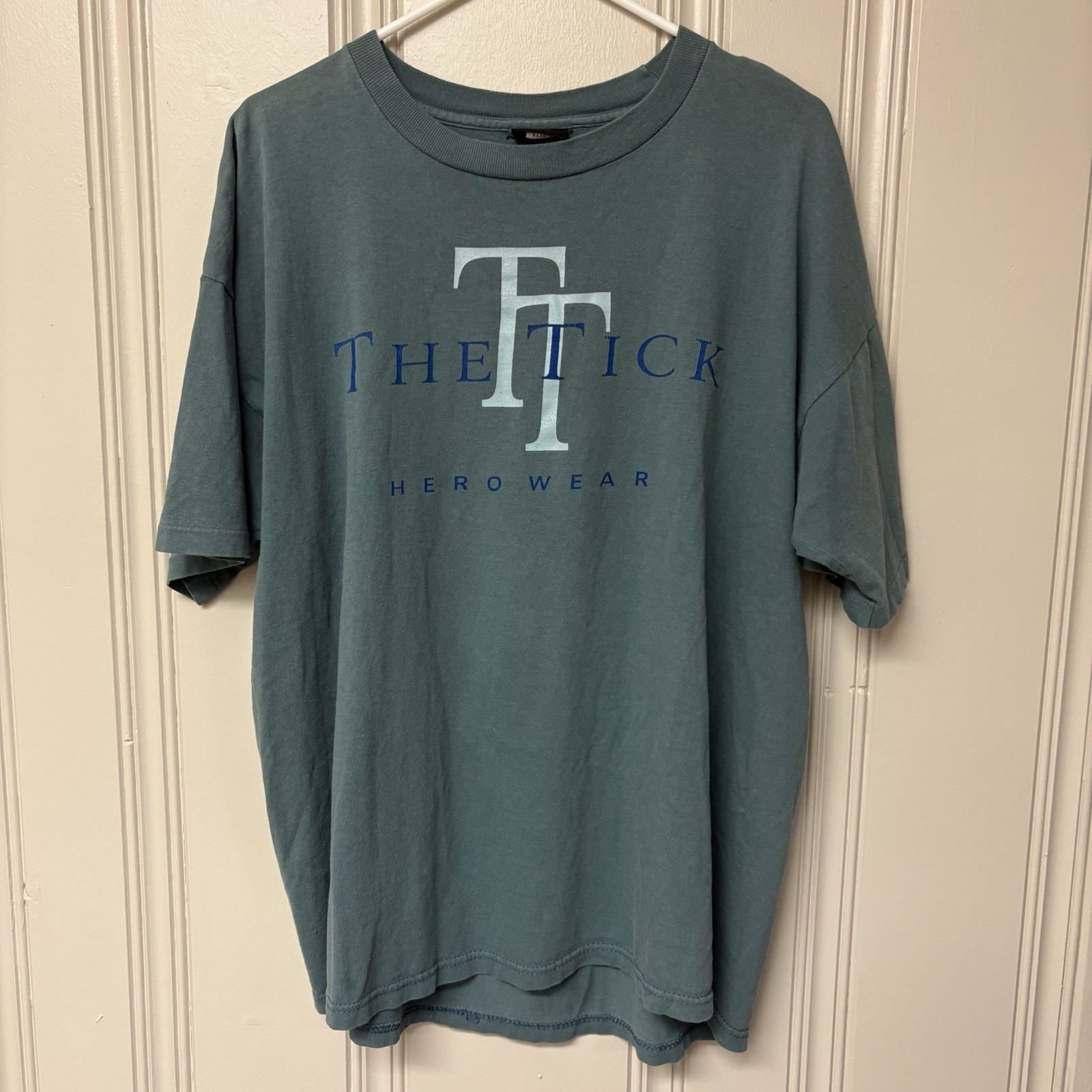 Vintage The Tick 1996 Fox Promo T-Shirt Size XL Blue Cartoon Comic USA