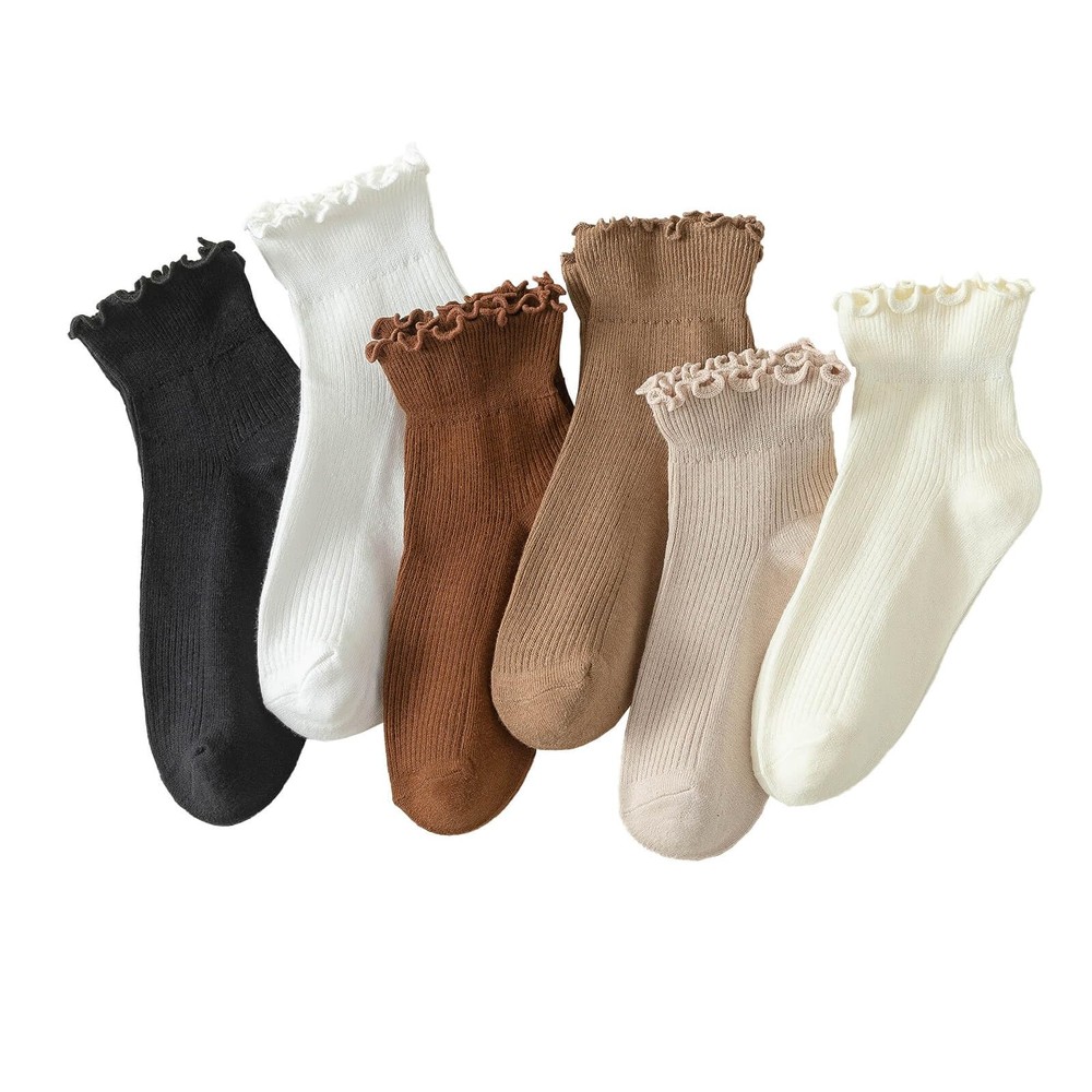 Ruffle Socks Women, Ruffle Turn-Cuff Casual Cute Girl Ruffle Socks Breathable…