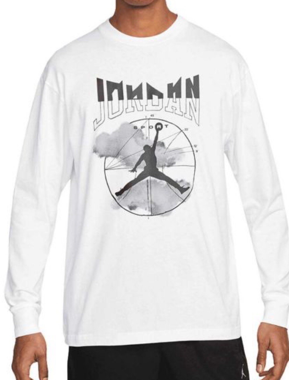 Jordan Sport Men's White Logo Ribbed Cuffs Long Sleeve T-Shirt Size L Brand New gallery