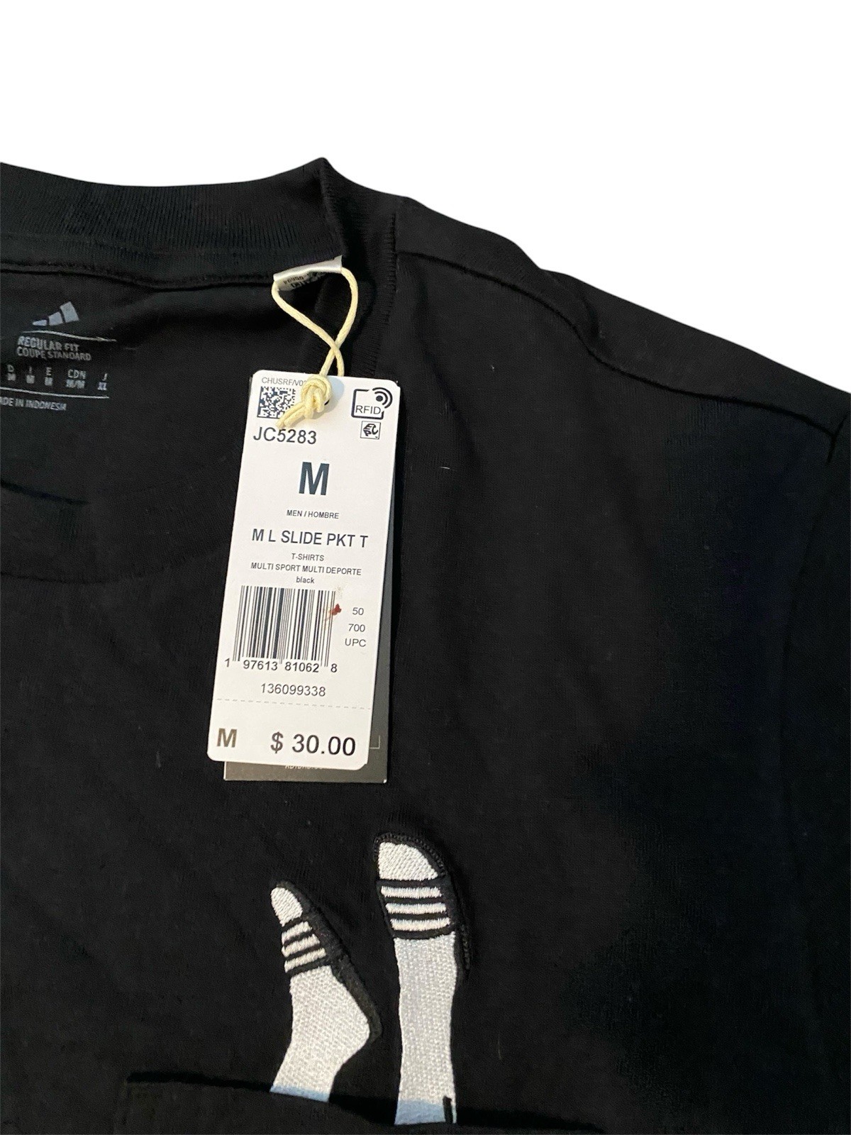 Adidas-Lounge Slides Pocket T-Shirt-Men’s Size: Medium-Color: Black/White-NEW!! gallery