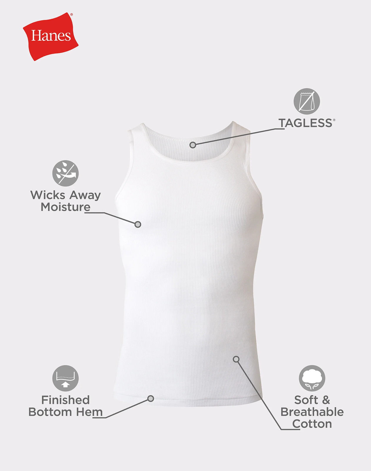 Hanes Men's TAGLESS ComfortSoft White A-Shirt 6-Pack Shirts Tank FreshIQ Value gallery