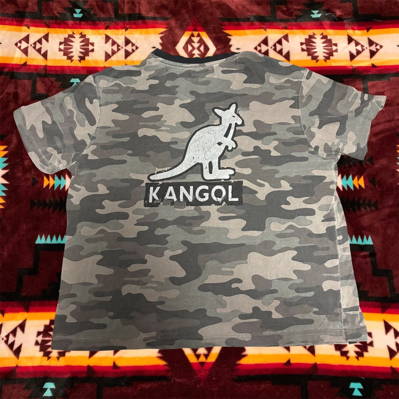Men’s Kangol Logo Camo Graphic Print Shirt NWT Signature Black Label SZ XL