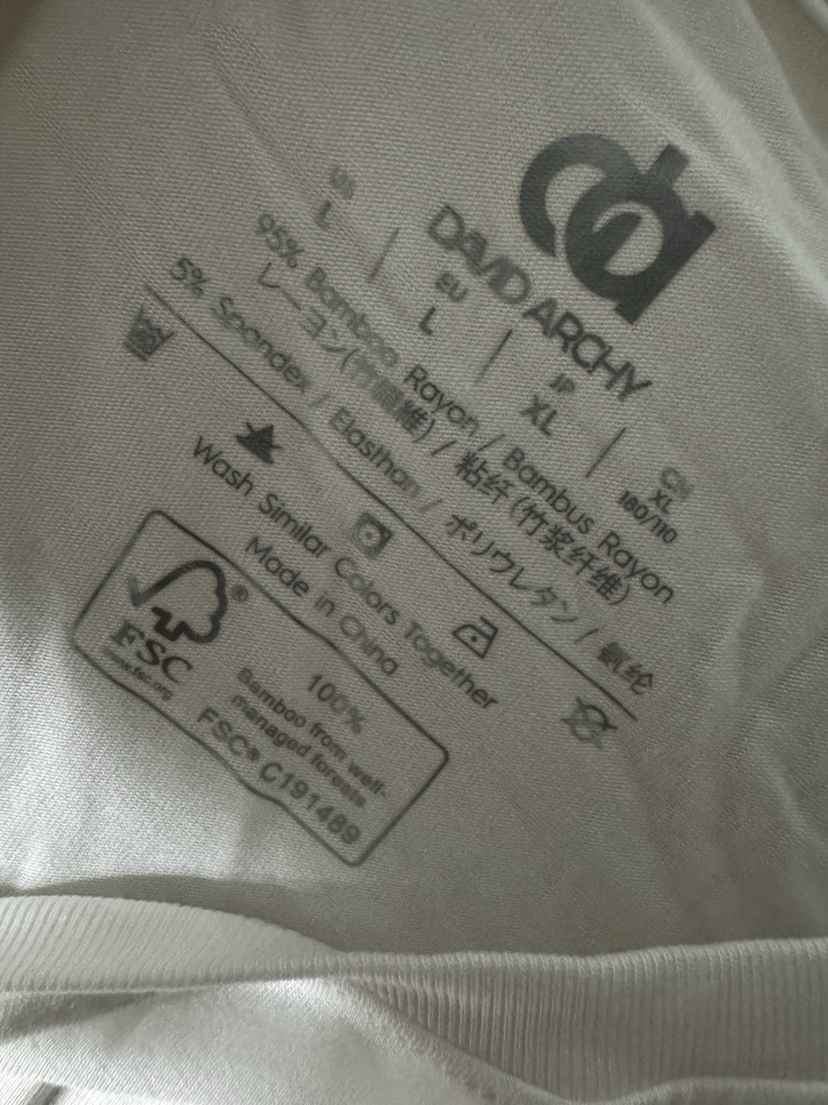david archy t-shirt bamboo blend Mens Large White Soft Stretchy gallery