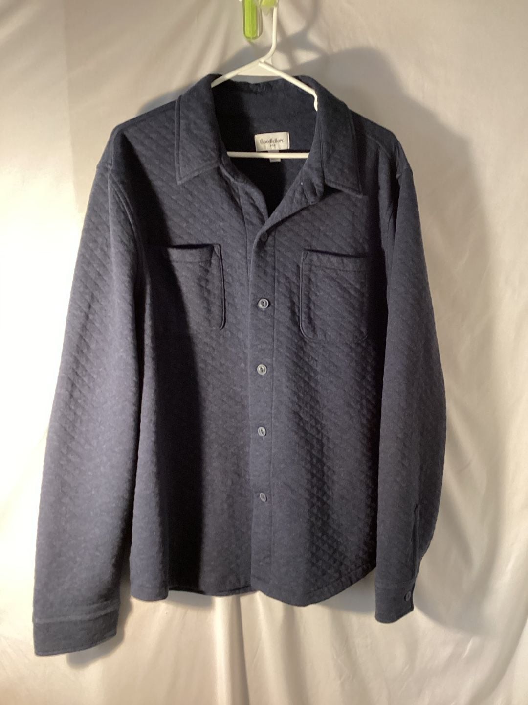 Goodfellow & Co Men's Long Sleeve Knit Quilted Shirt Jacket Navy gallery