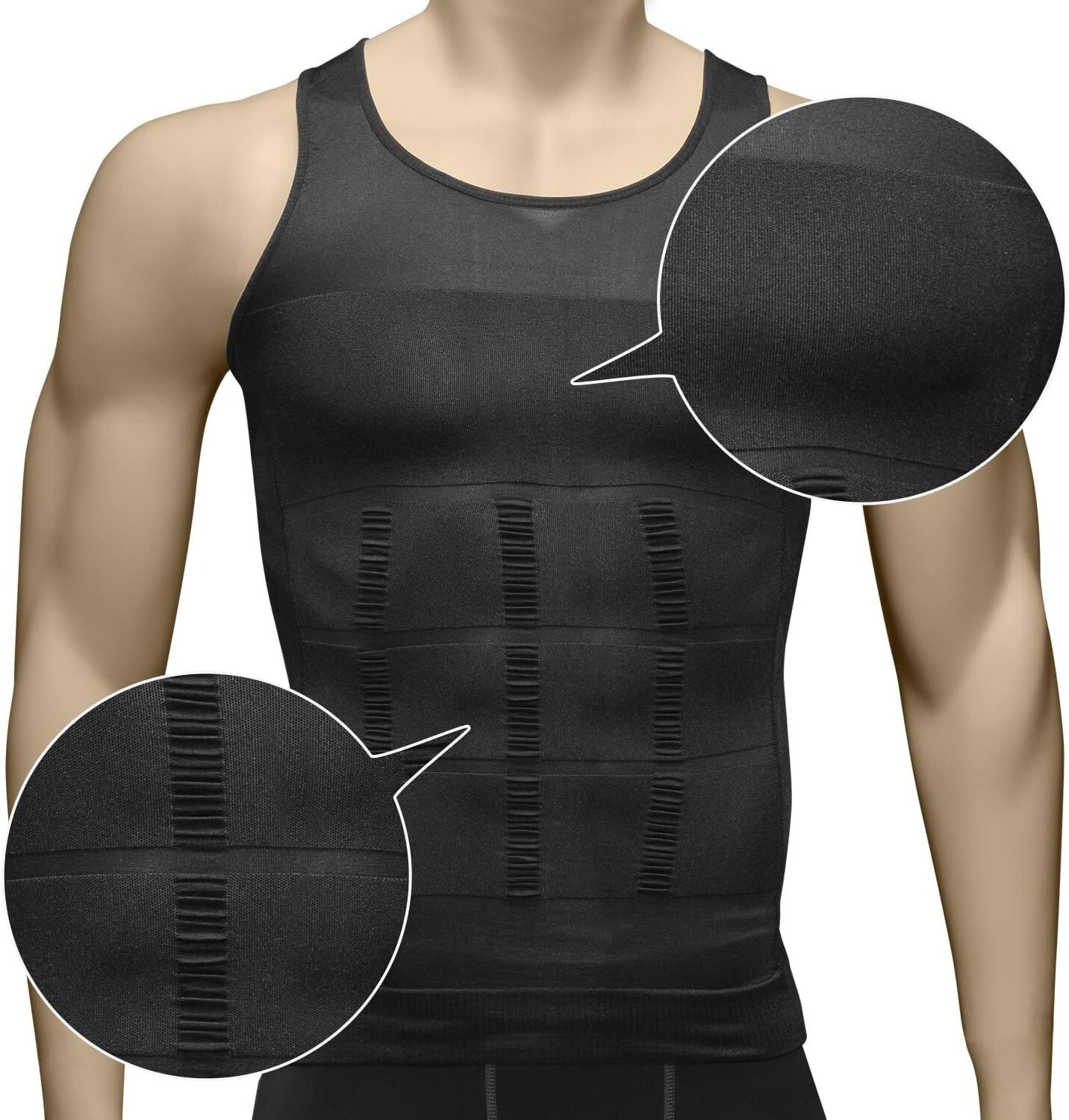 Men 3 Pack Body Shaper Slimming Tummy Vest Compression Shirts Tank Top Shapewear gallery