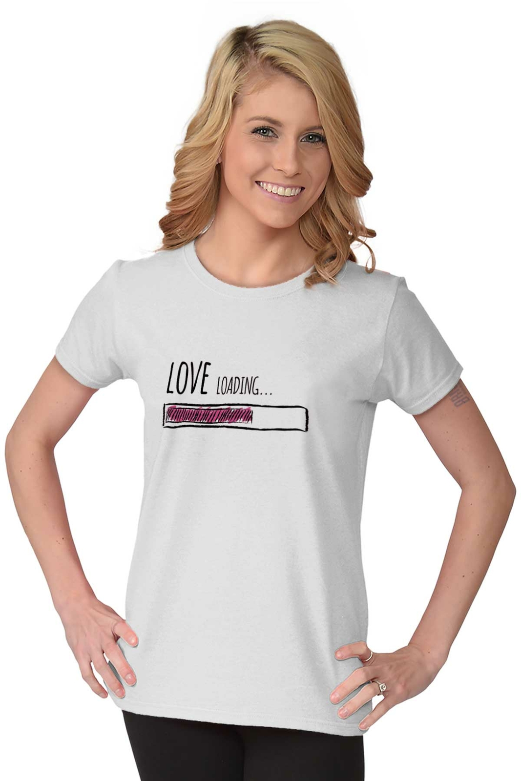 Love Loading Funny Cute Valentine's Day Gift Womens Top Junior Graphic Tee gallery