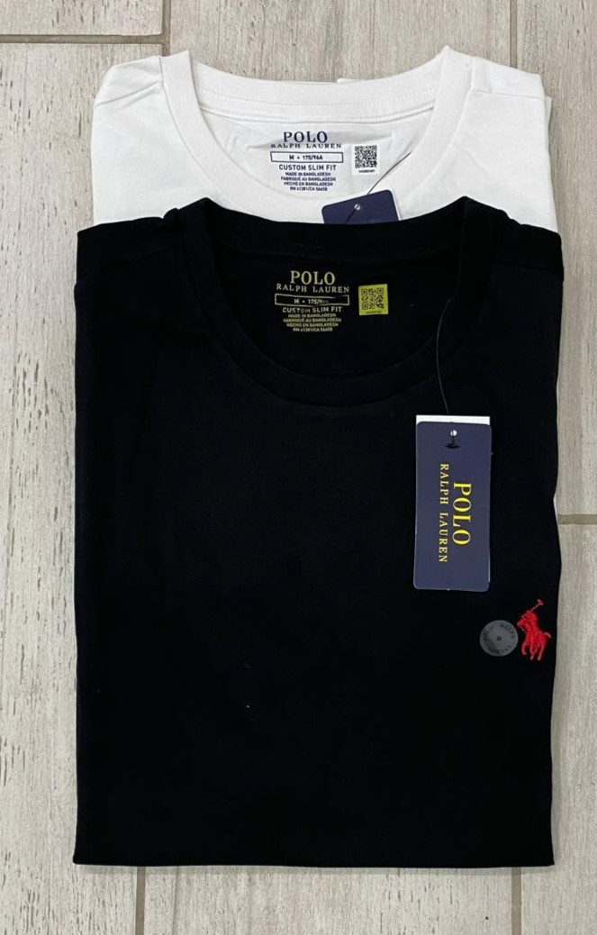 Polo Ralph Lauren Men's Classic-Fit Crewneck T-Shirt Black & White -S,M,L,XL,XXL gallery