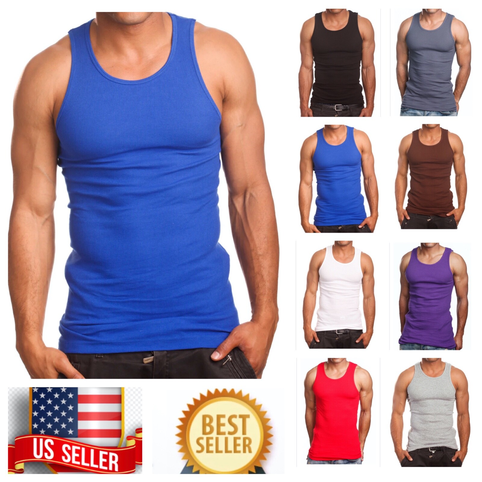 3Pack Lot 3X-5XL T-Shirt Wife Beater Tank Top Big Size Cotton A-Shirt Gym Muscle gallery