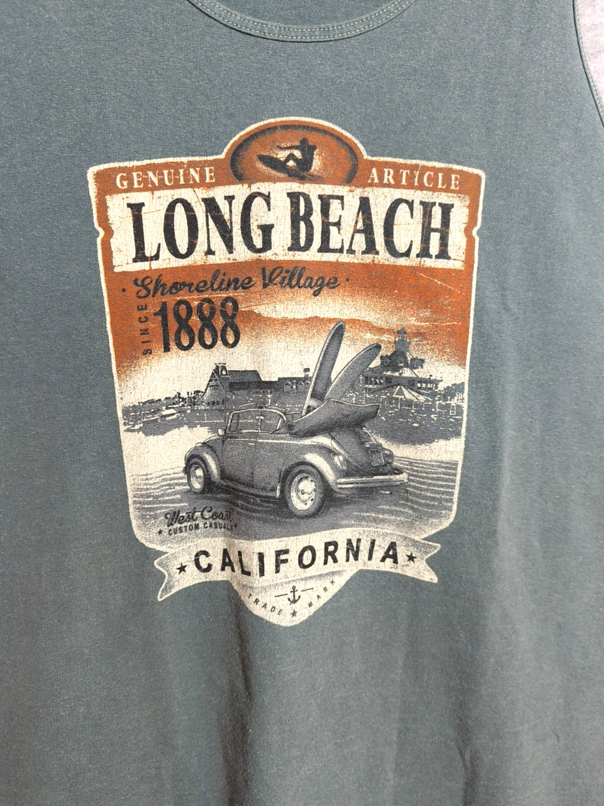 Vtg California Long Beach Muscle Tank 2XL Shoreline Village Surfer Boards in Car gallery