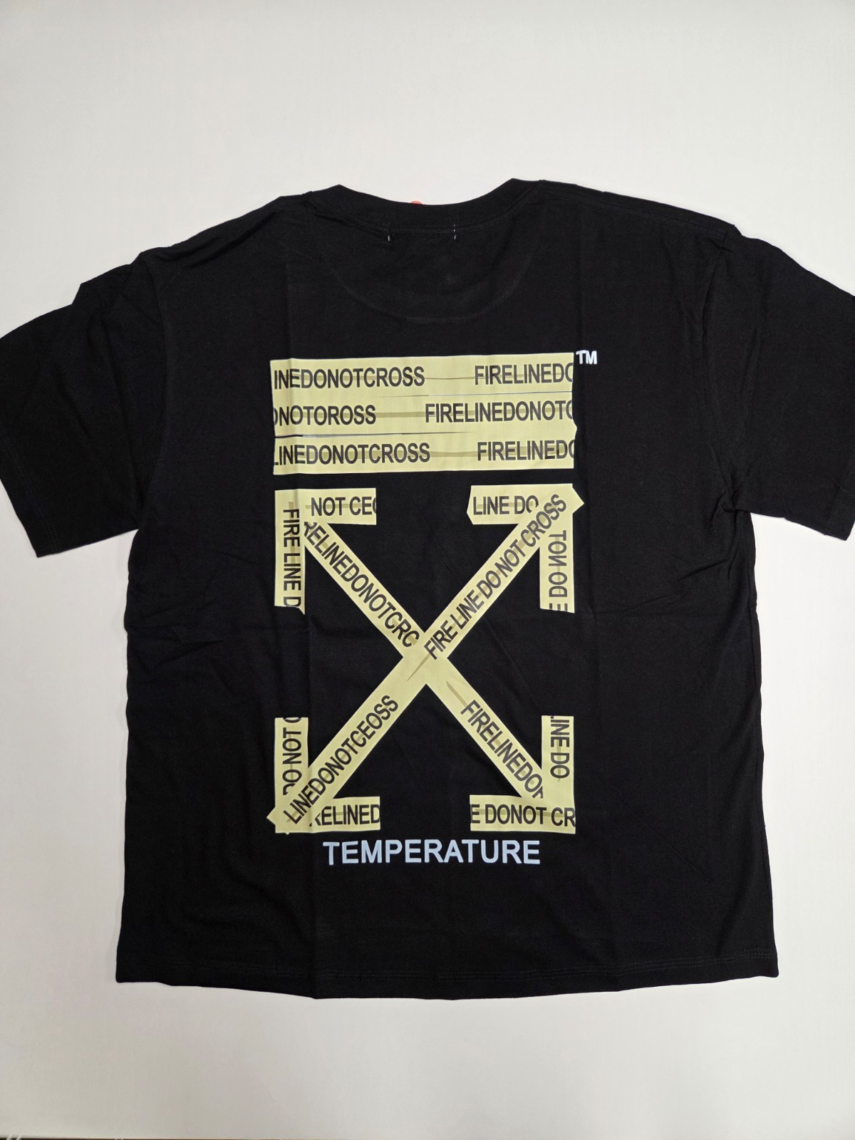 Off Wht Do Not Cross Temperature Black T-Shirt Regular Fit S/M/L/XL T41 gallery