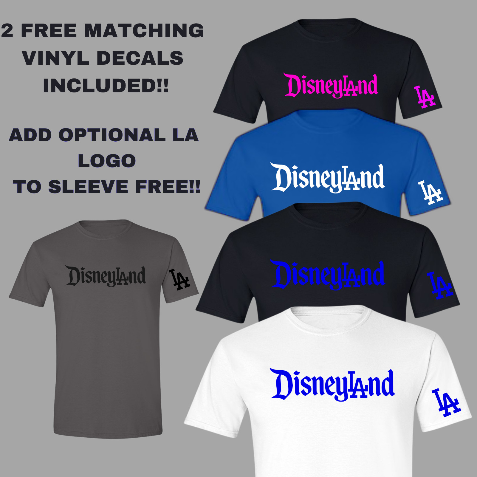 Disneyland LA Dodgers Los Angeles T-Shirt- Vinyl Decals Included- Mickey Ohtani. gallery