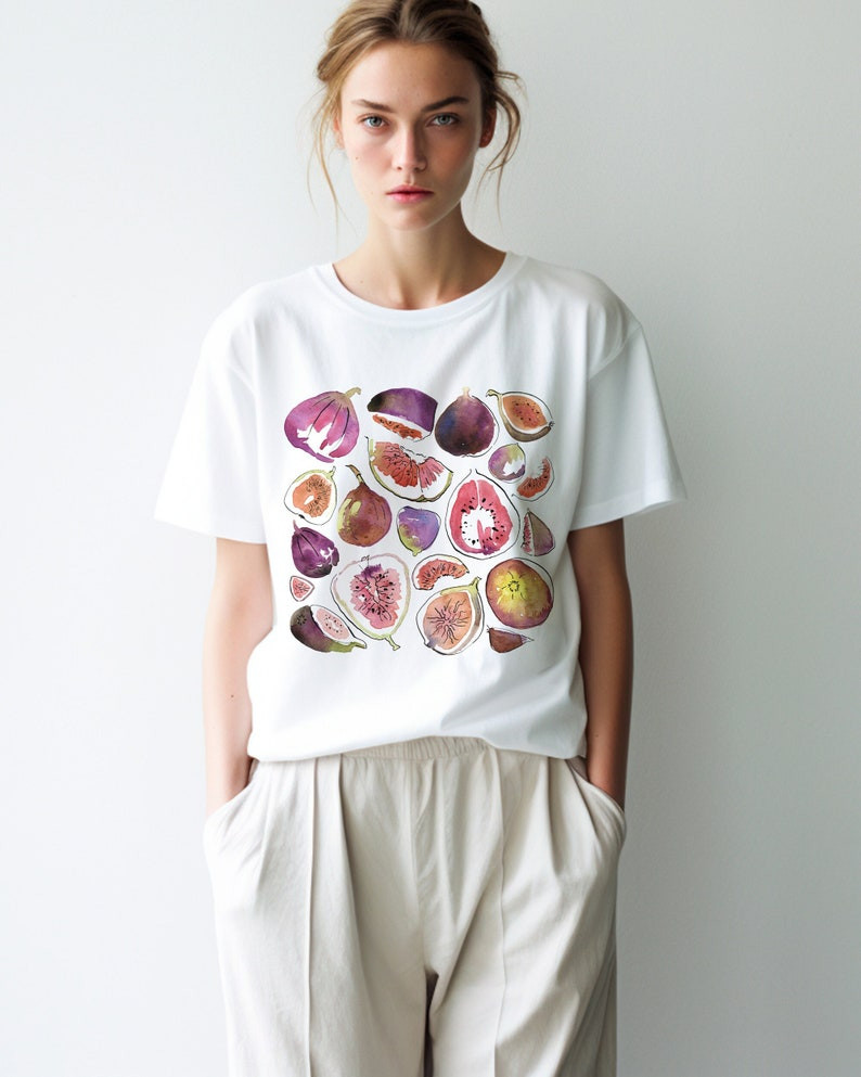 Figs T Shirt Vintage Graphic Fruit Boho Abstract Botanical Tee Vegan Unisex Tee gallery