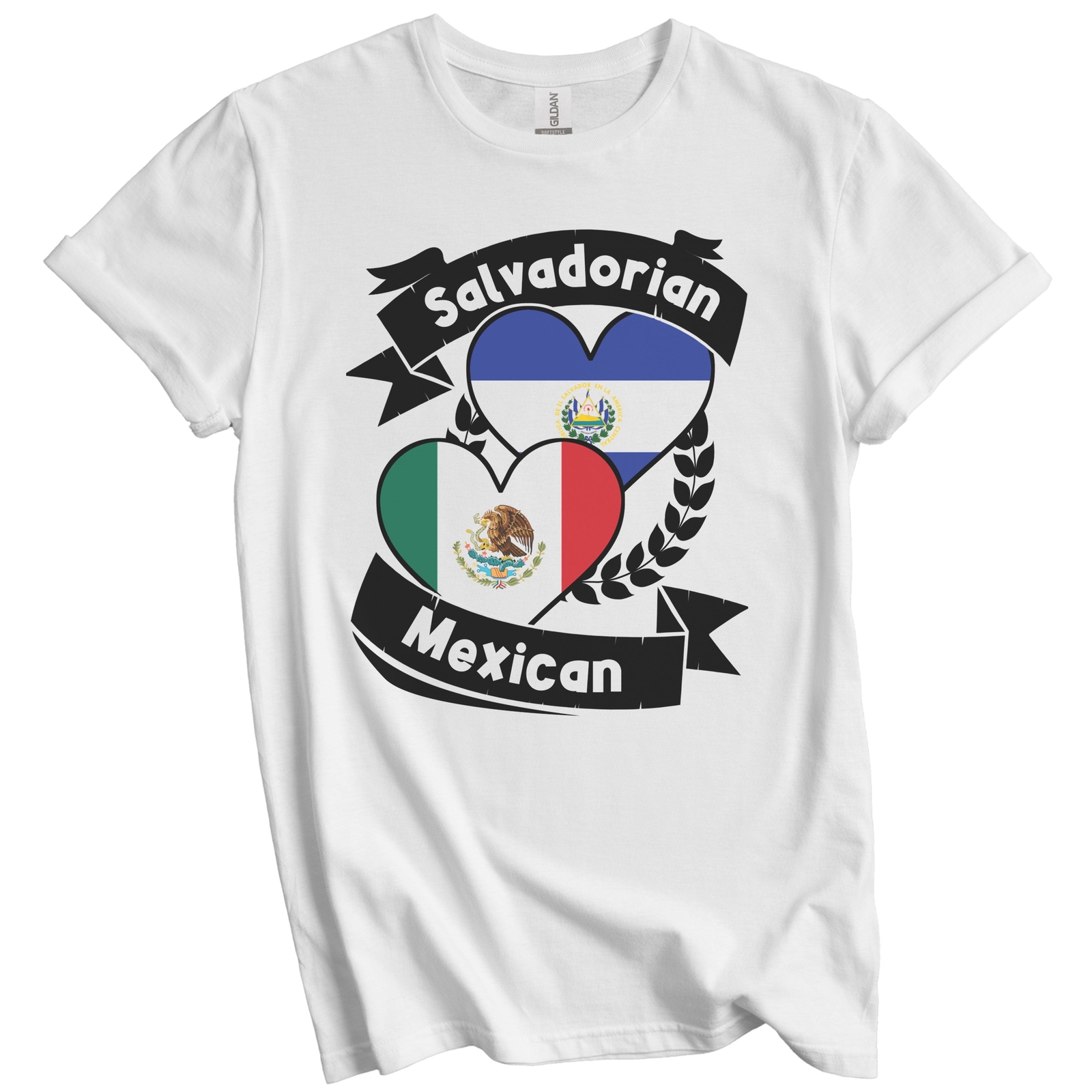 Salvadorian Mexican Heart Flags El Salvador Mexico T-Shirt gallery