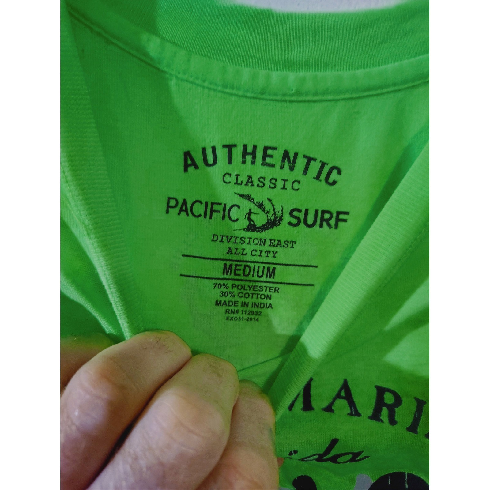 Pacific Surf Panama City Beach Florida Graphic Tee Neon Green Mens Medium Shirt gallery