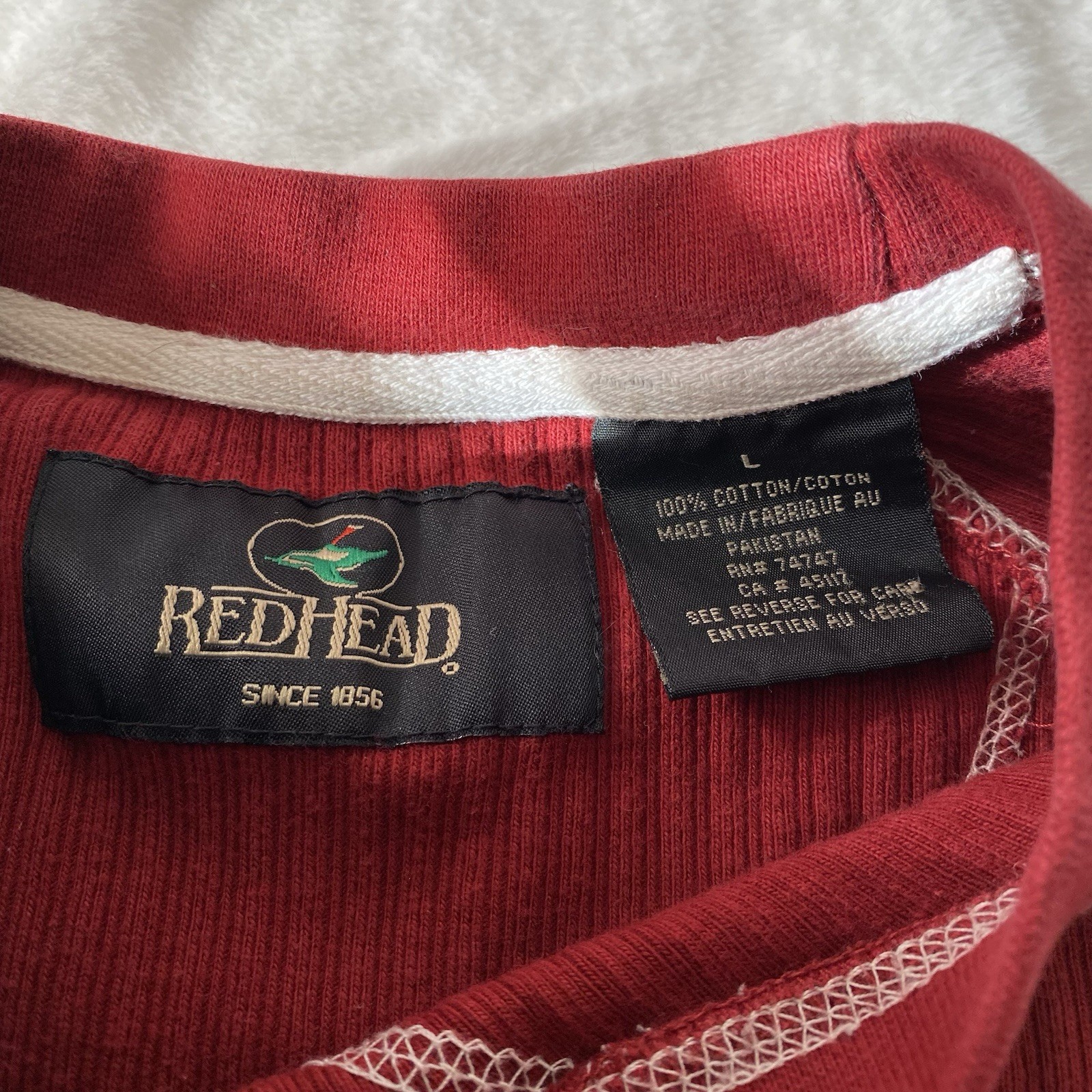 Red Head Thermal Henley Waffle Knit Long Sleeve Sz Deep Red gallery