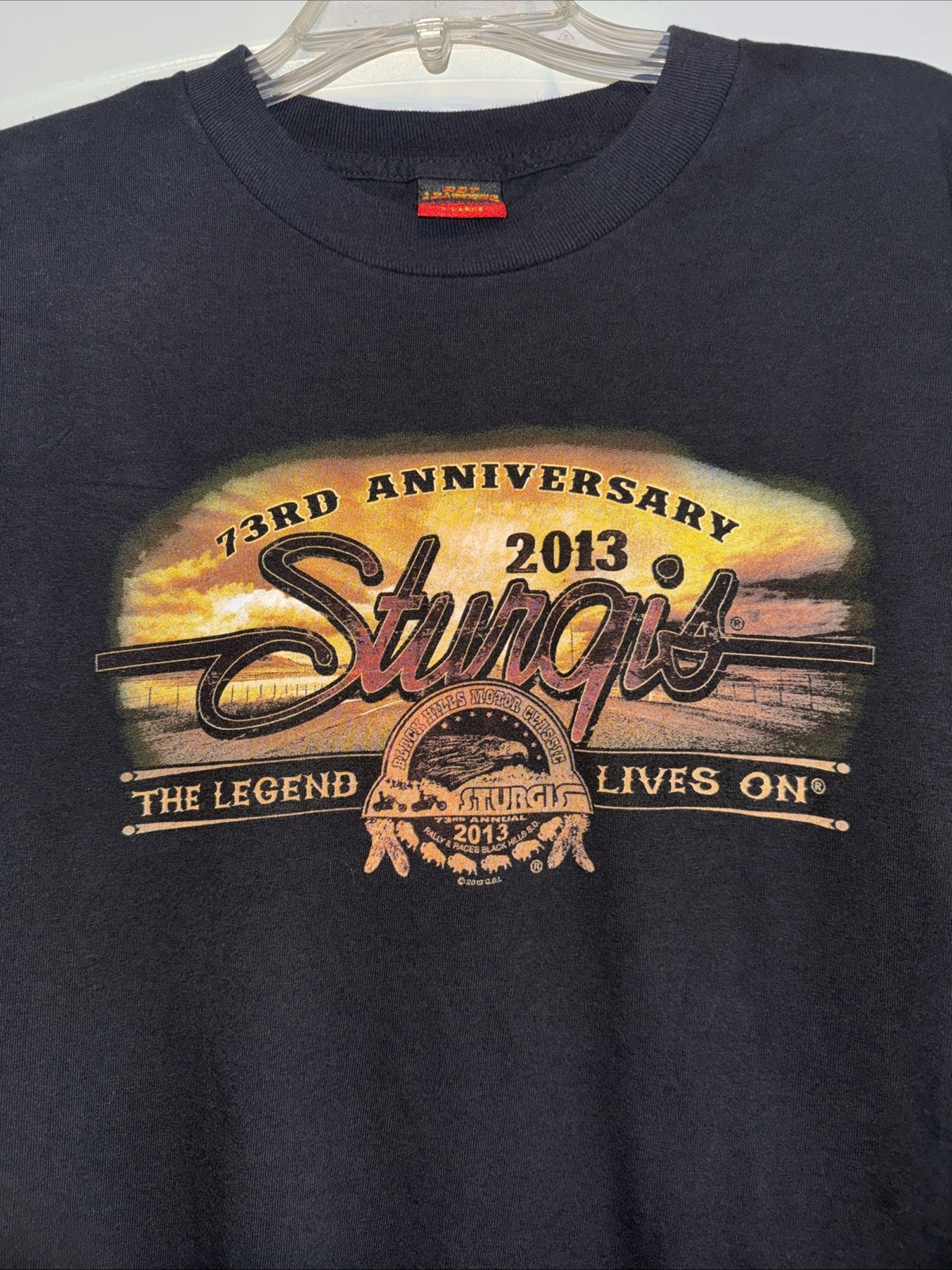 Sturgis Hot Leather Black Hills Rally 2013 XL Harley T Shirt Black Eagle gallery