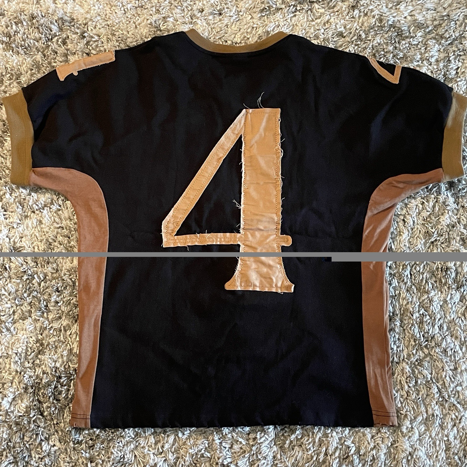 4ngels Four Angels Denim V Neck T-Shirt Streetwear Handmade Large Brown & Black gallery