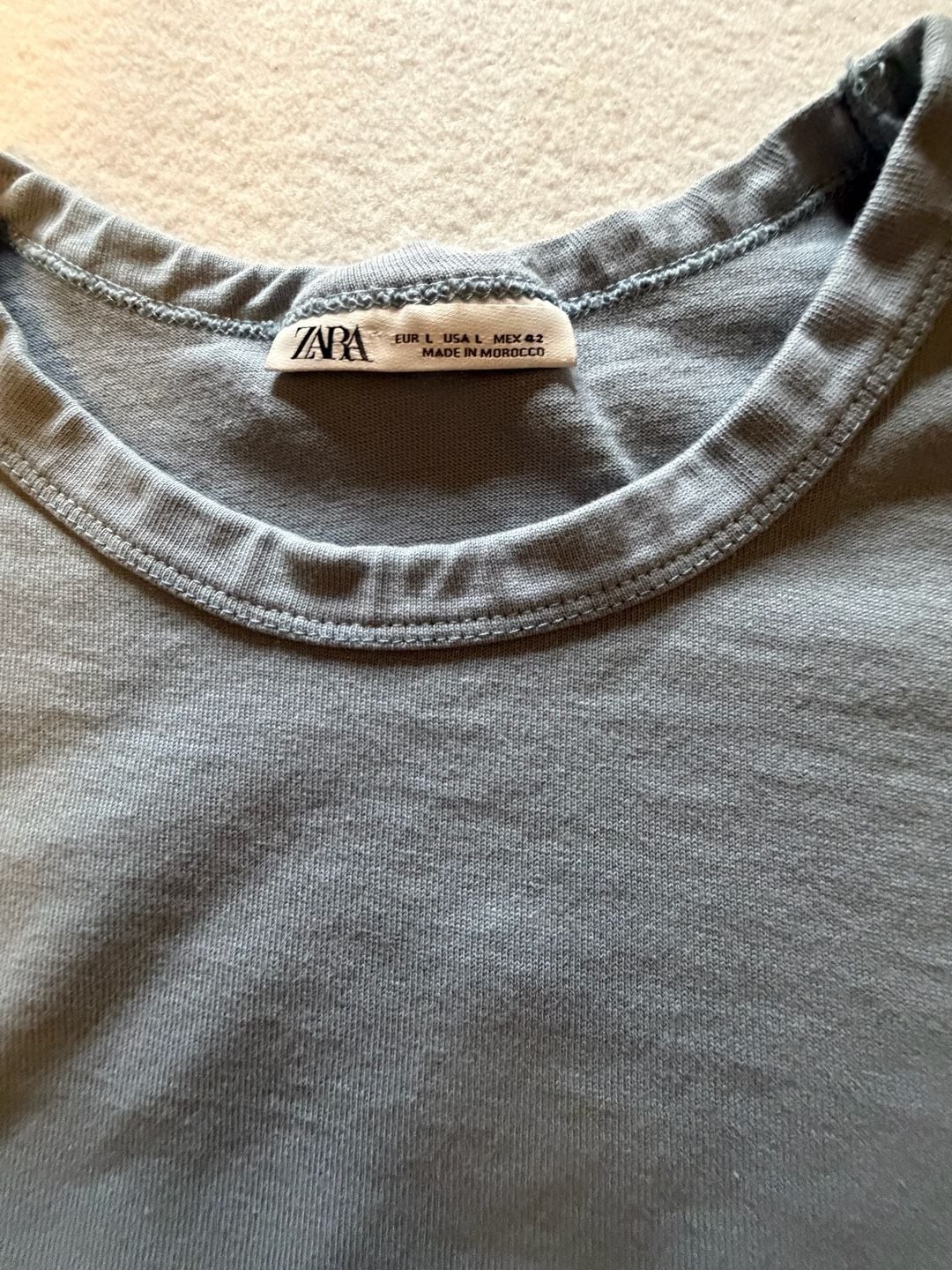 ZARA Men's Tie Dye Ombre Crew Neck T-Shirt Size Large Blue gallery