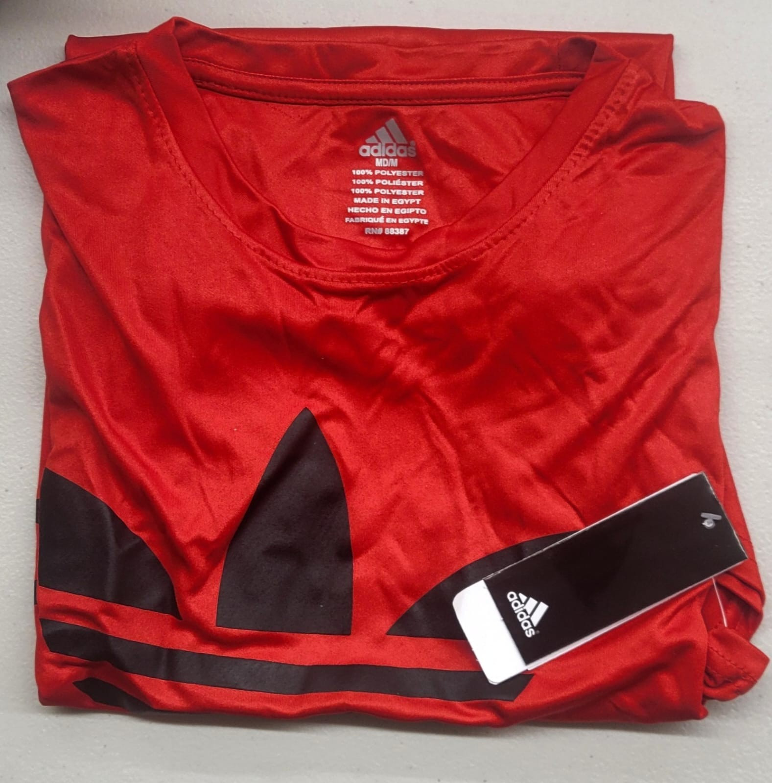 Active Dry Fit Red Adidas trefoil t shirt, Multiple Sizes, With Logo gallery