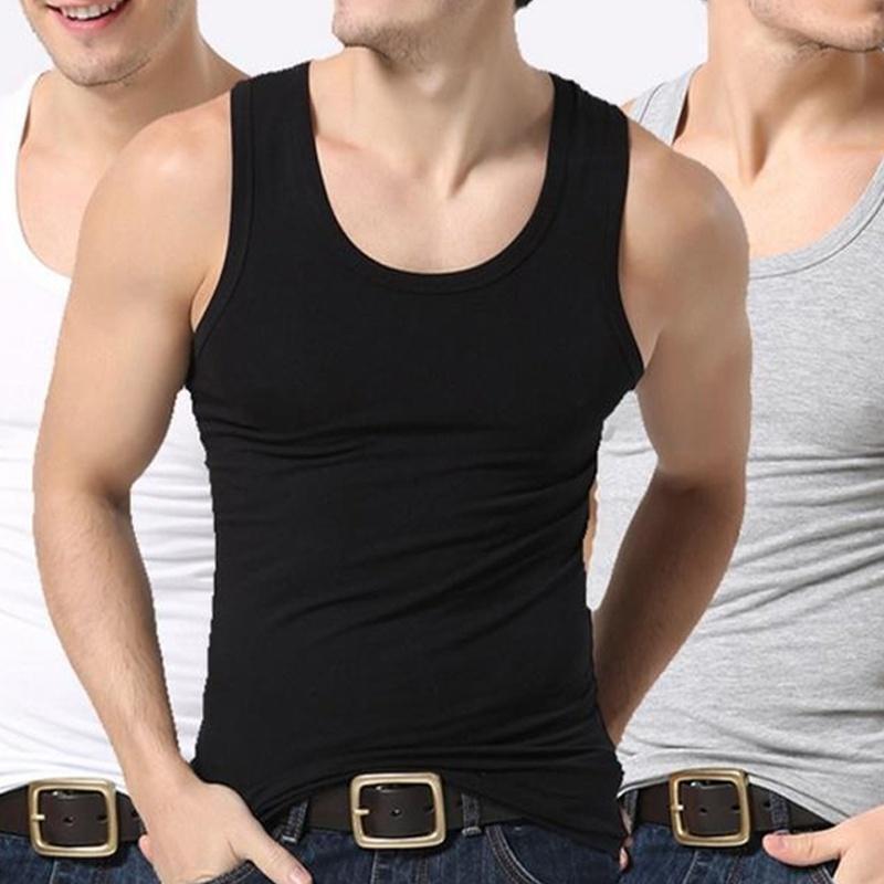 Men's 100% Cotton Tank Top A-Shirt Wife Beater Ribbed Undershirts Size: S-4XL gallery