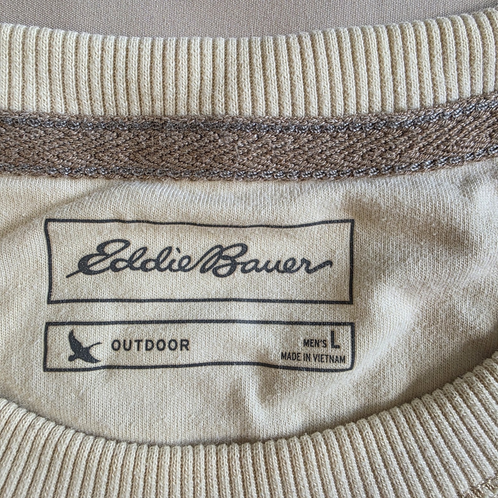Eddie Bauer Mens Shirt L Cream Waffle Knit Thermal Long Sleeve Crew Neck Casual gallery