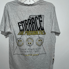 Smiley World Men’s Gray Cotton Blend Embrace The Possibilities T-Shirt Large