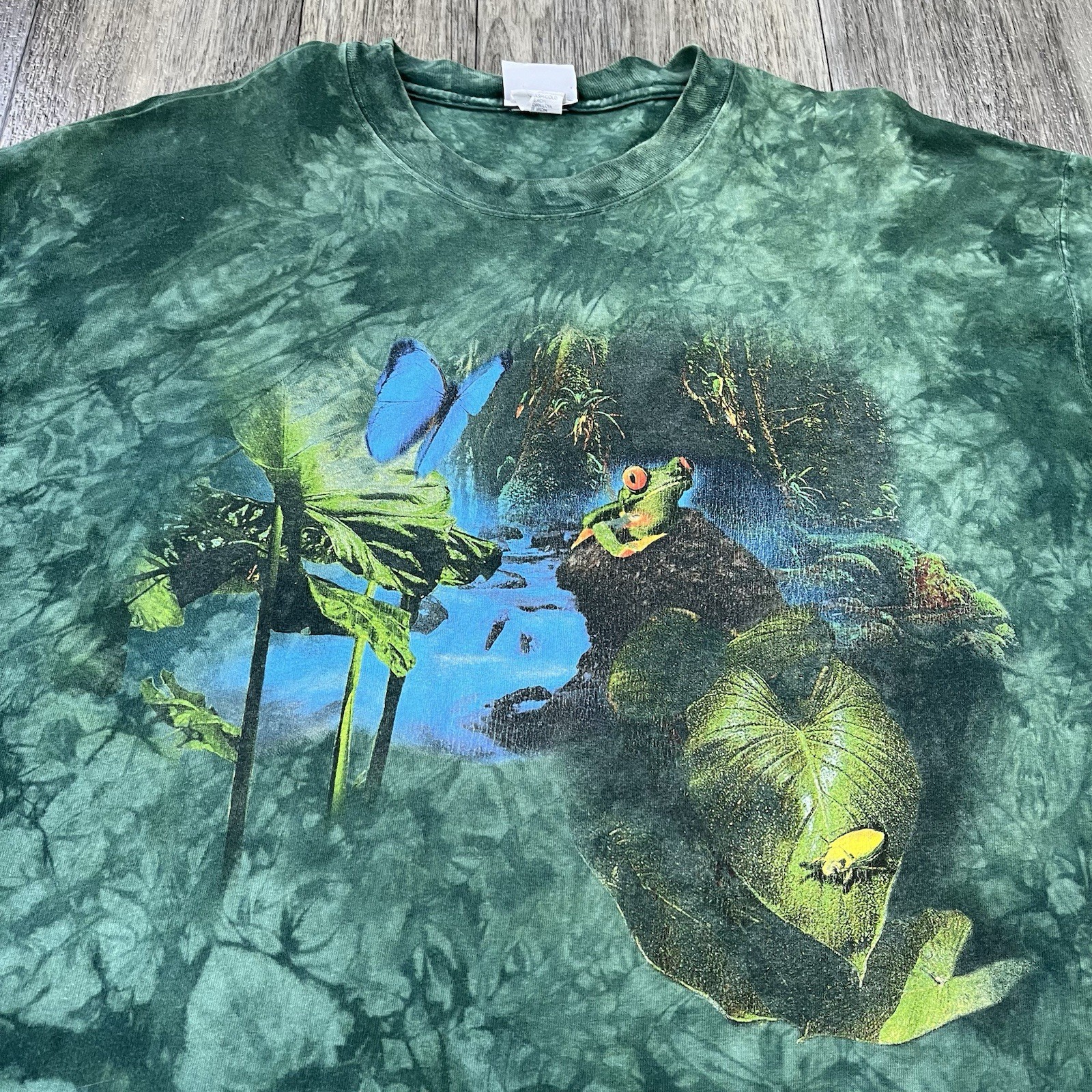 Vintage Frog T-Shirt Rainforest Nature Tie Dye Size Large Green Discovery gallery